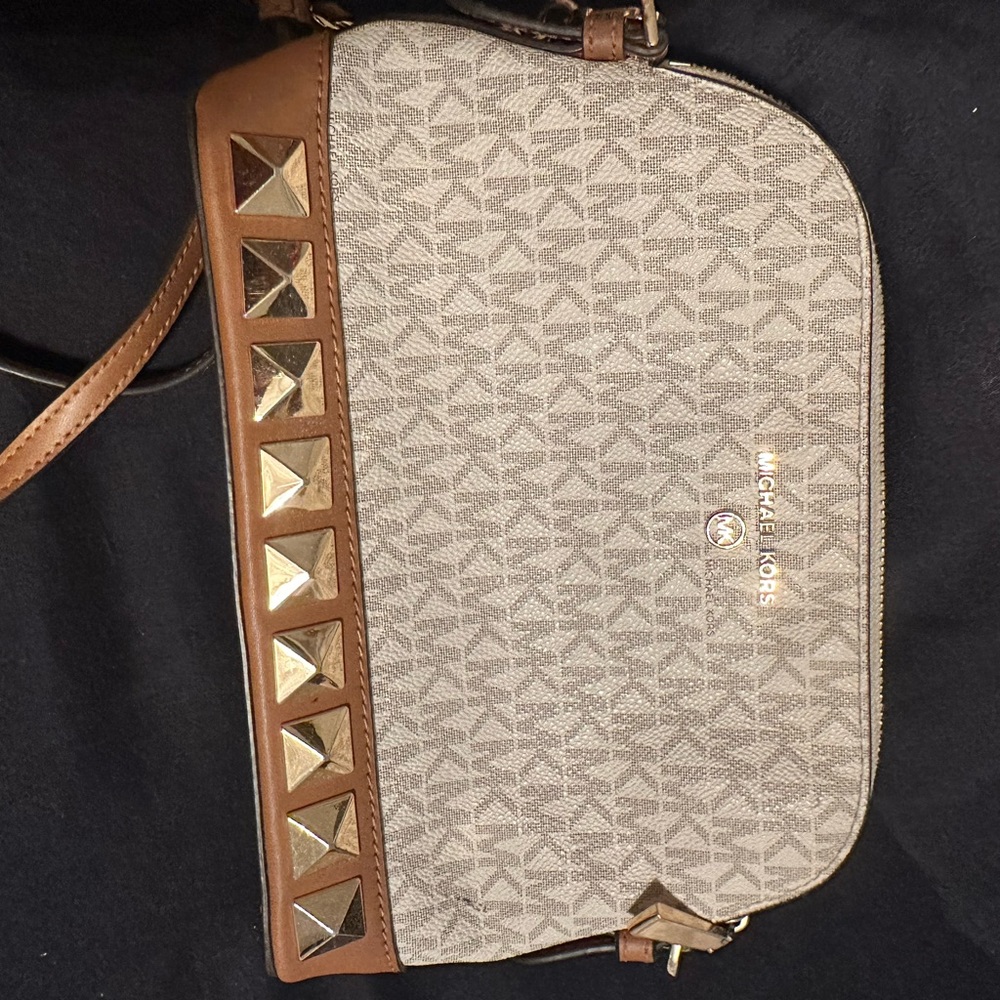 Michael Kors Beige and Brown Crossbody Bag